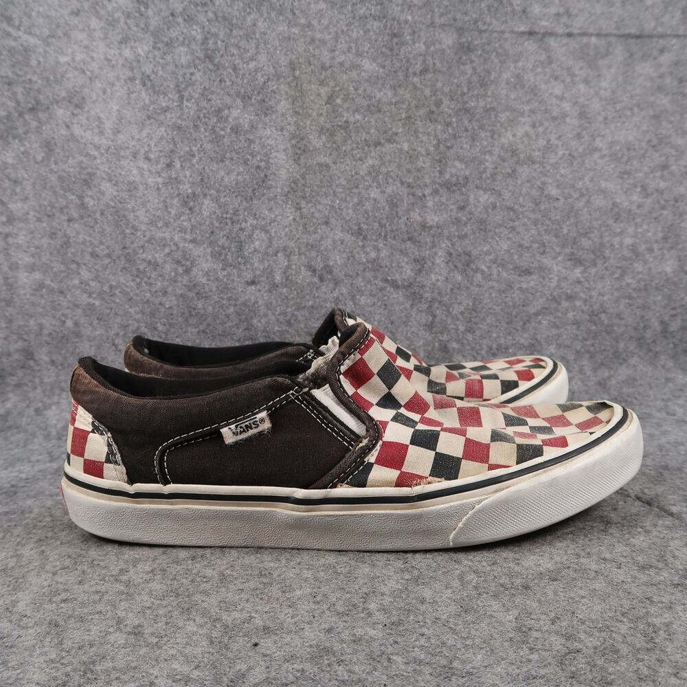 Vans Shoes Mens 8 Sneakers Slip On Checkerboard Red Black Skateboarding Canvas